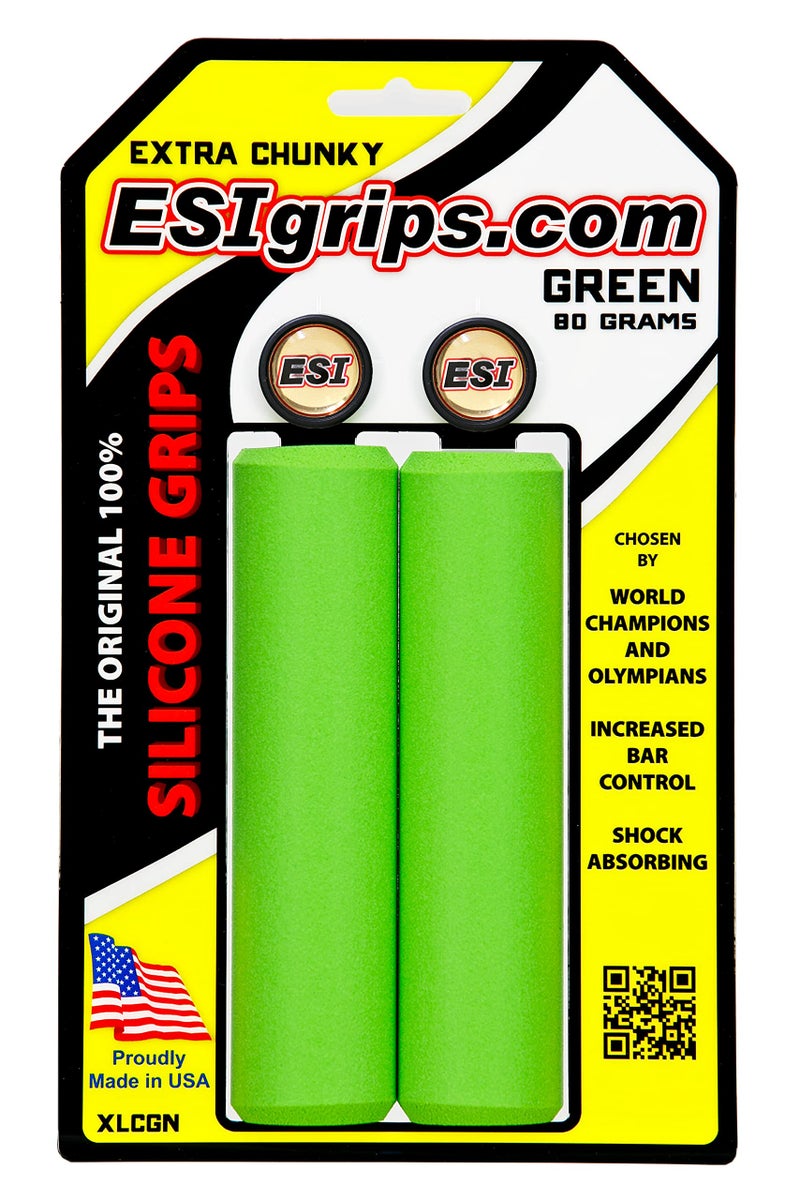 ESI Grips Extra Chunky - Silicone MTB Grips - Ultimate Comfort and Control for Mountain Bike and E-Bike Riders  Durable Silicone Bicycle Handlebar Grips for a Smooth Ride (Green) - Image 2